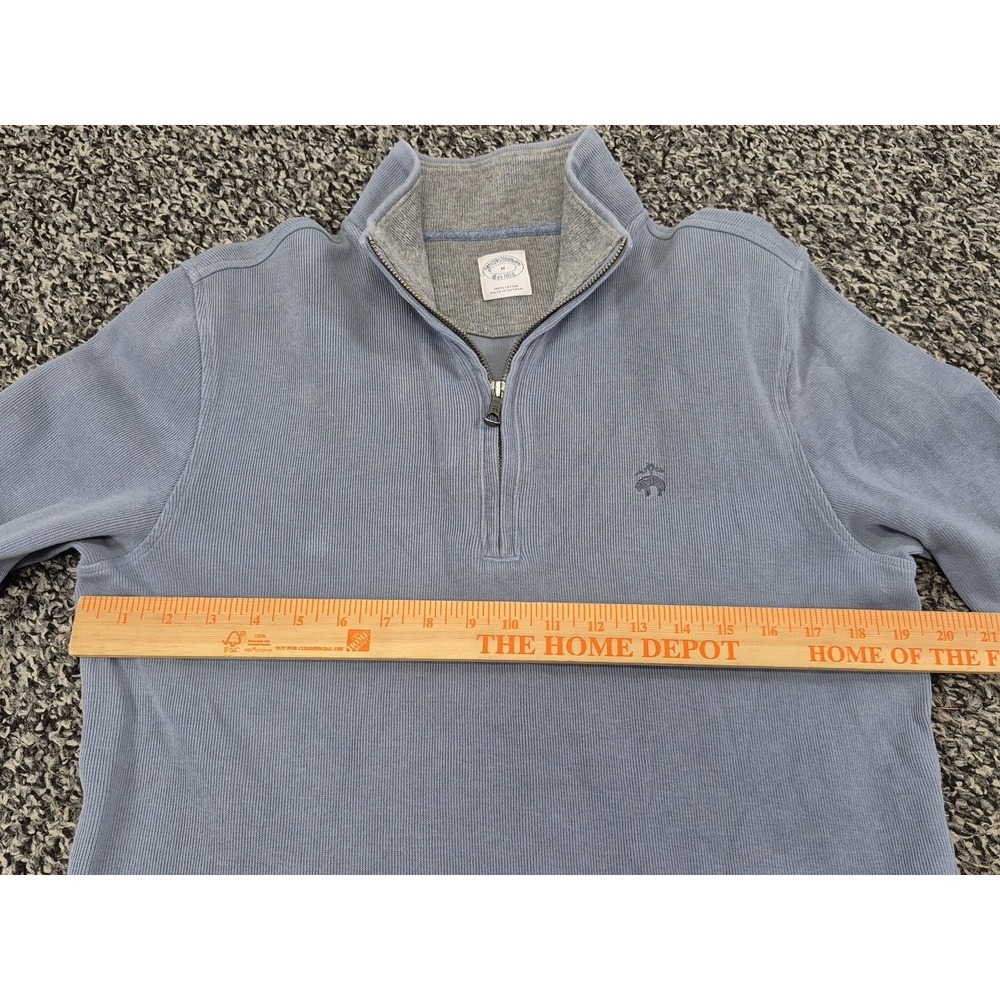 Brooks Brothers Sweater Mens Medium Gray 1/4 Zip Pullover Sweater 100% Cotton - Picture 6 of 11